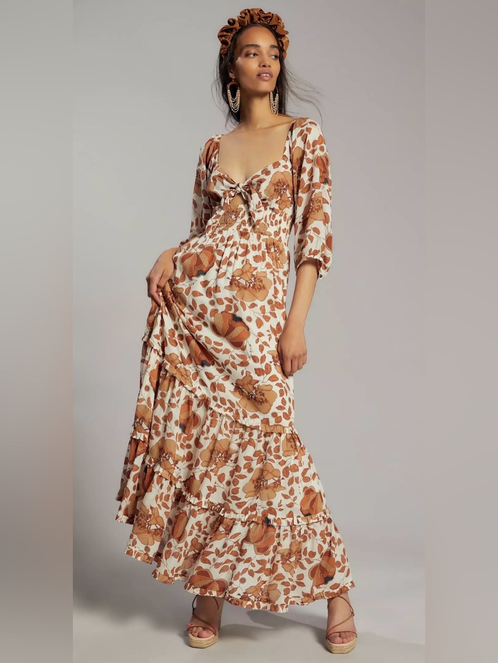 Anthropologie Floral Maxi Dress Sz M